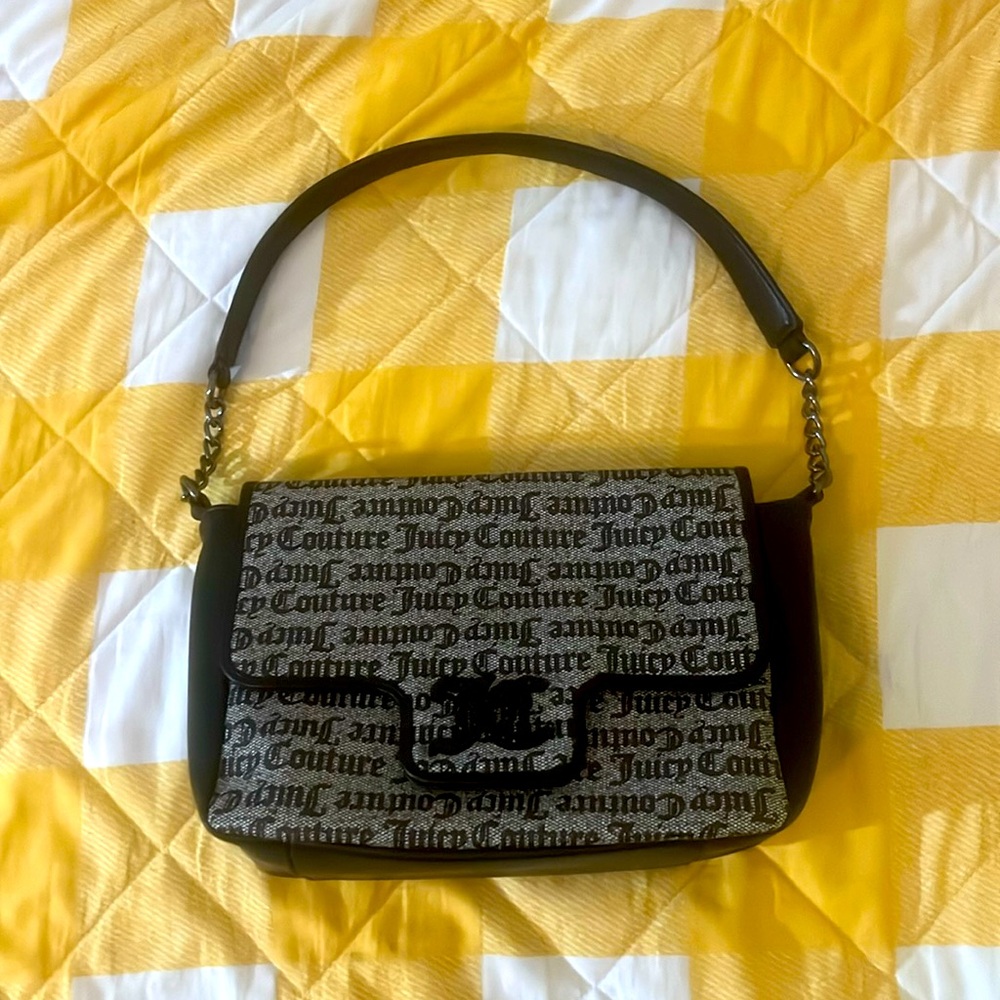 New Juicy Couture Black and Grey Logo Purse
